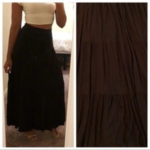 Black Knit Prairie Maxi Skirt